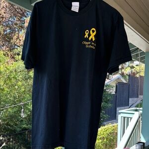 Black T-Shirt with Yellow Ribbon Design